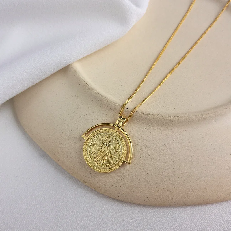 Silvology 925 фигурка из серебра Колье с монетой золото Креативный дизайн западный стиль женский кулон ожерелье День рождения ювелирные изделия