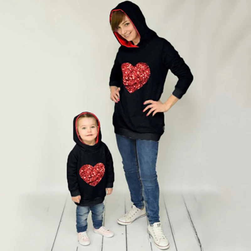 

Spring Mother Daughter Hoodie Sweatshirt Family Matching Clothes 2019 Fashion Mom Kids Girl Hooded Parent-child Sweatshirt