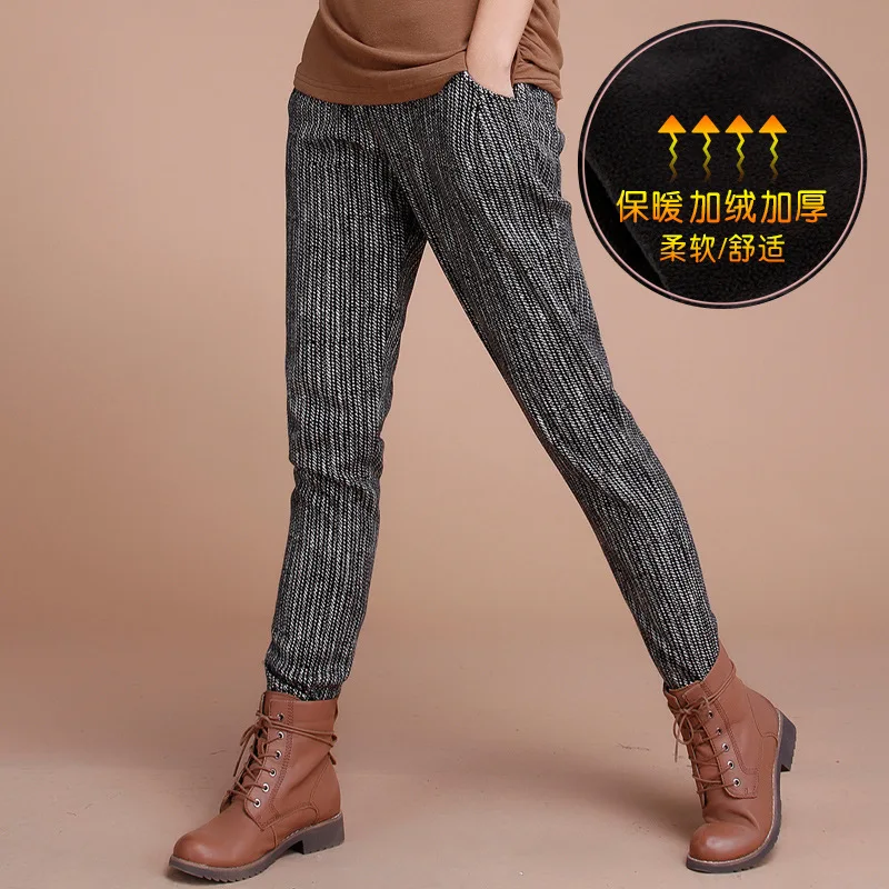 

Autumn And Winter Female Elastic Waist Cotton Stripe Harem Pants Thickening And Sweat Pants Women's Casual Pants
