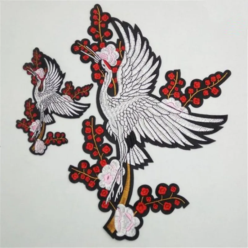 

Patches for clothing T shirt Women 35cm Chinese wind crane Embroidery patch T-shirt Womens Fashion Top Shirt Femmer Lady Clothes
