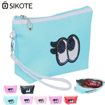 

SIKOTE Ladies Cosmetic Bag, Stone Pattern Makeup Bag Sequins Eye Makeup Half Moon Makeup Bag