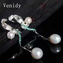 Venidy 2017 Brand Luxury 925 Sterling Silver Wedding Earrings 15-66mm Natural Pearl Vintage Earrings Jewelry for Women Earrings
