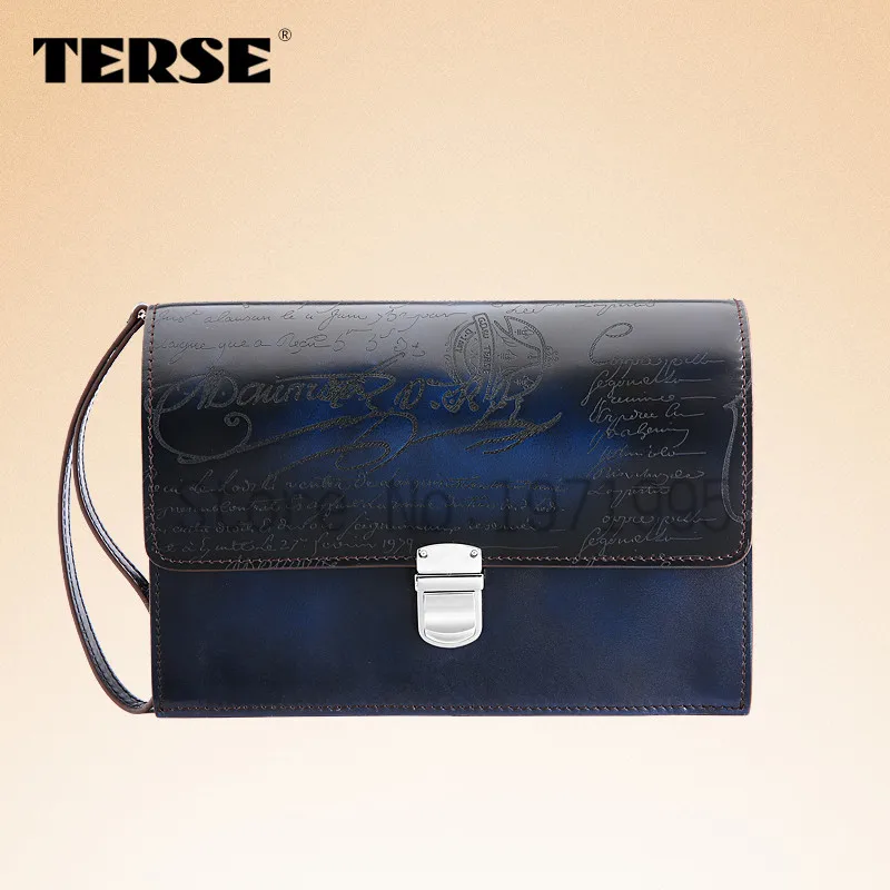 TERSE, Новое поступление, сумка на застежке, антикварная, высокое качество, известный бренд, Прочные мягкие сумки, мужские сумки-тоут, мужские сумки ручной работы, сумки на заказ - Цвет: Deep blue