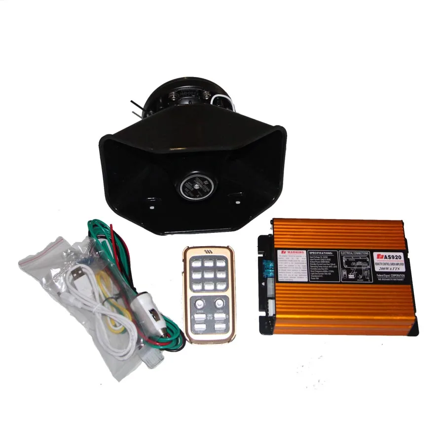 

200W Car Police Siren AS920 Gold Siren + Plastic Hypotenuse Speaker 12V Auto Electrical Loudspeaker Car Siren Horn For All Car