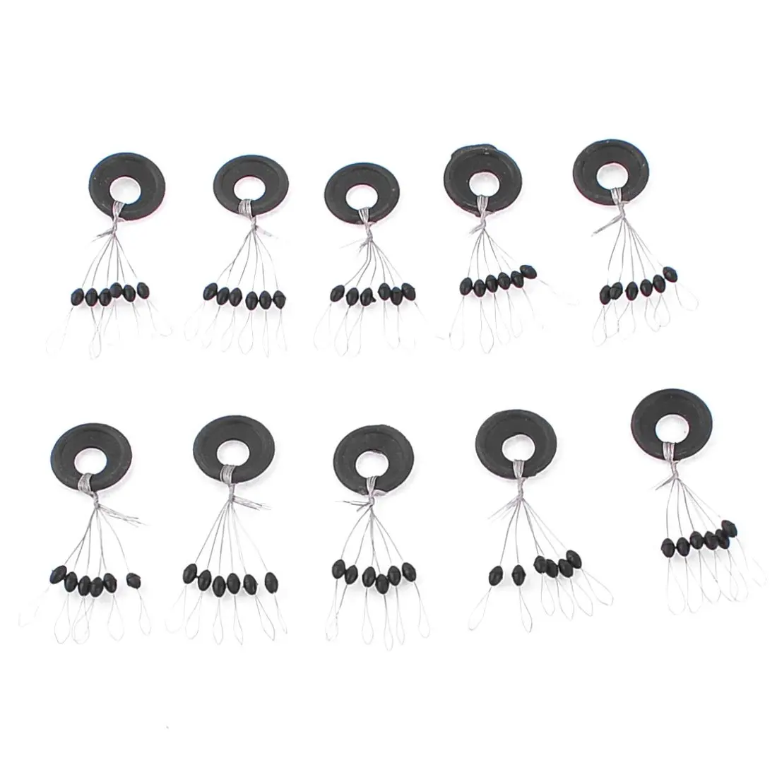 

8 Pack 10 Pcs 6 in 1 Black Rubber Oval Bead Ring Fishing Bobber Stopper
