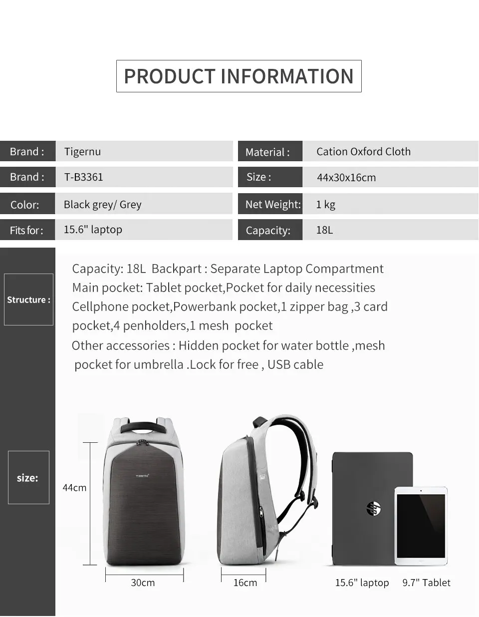 Tigernu USB зарядка противоугонные рюкзаки на замке для мужчин водонепроницаемый ноутбук мужские рюкзаки для подростков Школьный Рюкзак Для Путешествий Mochila