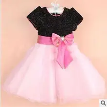 2017 Summer Baby Girls Dress Sequins Fashion Princess Dress Girl Clothes Sleeveless Lace Party Dress O-neck Bow Costume For Kids