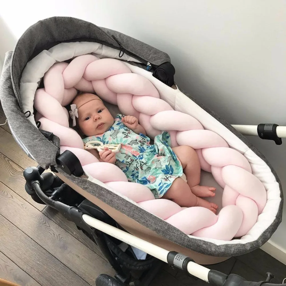 

Lenght 100cm and 150cm Height 12cm INS Soft Knot Pillow Decorative Baby Bedding Sheets Braided Crib Bumper Knot Pillow Cushion