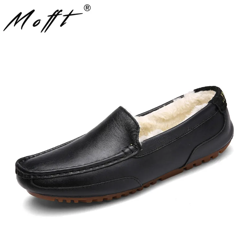 Winter Men Loafers Slip on Leather Casual Shoes Plus Fur Warm Driving Soft Moccasins Brand Flats | Обувь