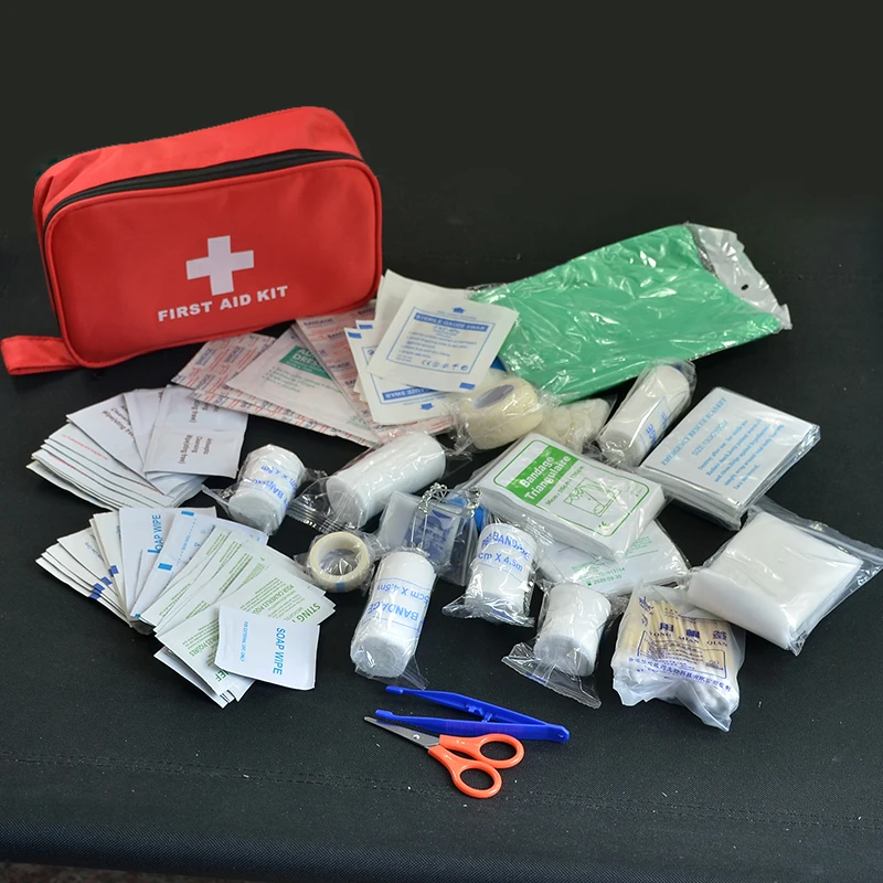 180 unids/pack seguro de viaje Kit de primeros auxilios senderismo Camping emergencia médica Kit de tratamiento paquete al aire libre supervivencia en la naturaleza