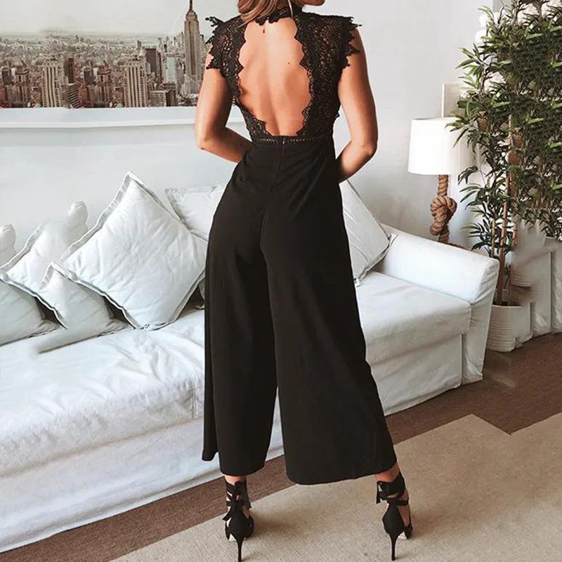 Sexy Sleeveless Backless Ruffled Jumpsuit-3