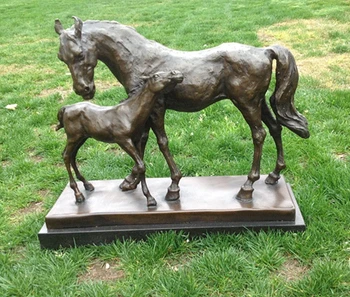

Art Deco Sculpture Mother And Son Horse Bronze Statue