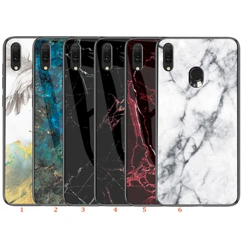 

30pcs/lot For Samsung Galaxy A30S A10 A10E M30 A2 Core Marble Grain Tempered Glass Hard Back Case For Galaxy A30 A20 A20E