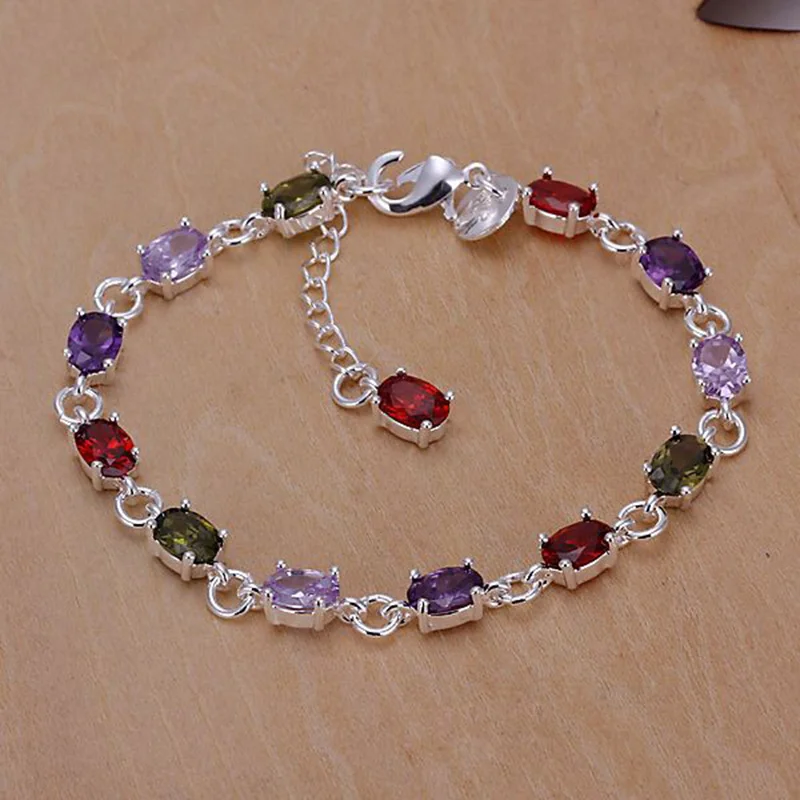 Famous brands 925 sterling silver jewelry bracelets hot sale colored