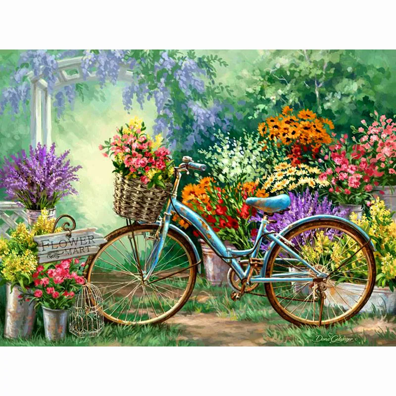

Full Drill Diy Diamond Painting Cross Stitch garden bicycle square Diamond Embroidery Patterns Rhinestones Mosaic Painting GA072