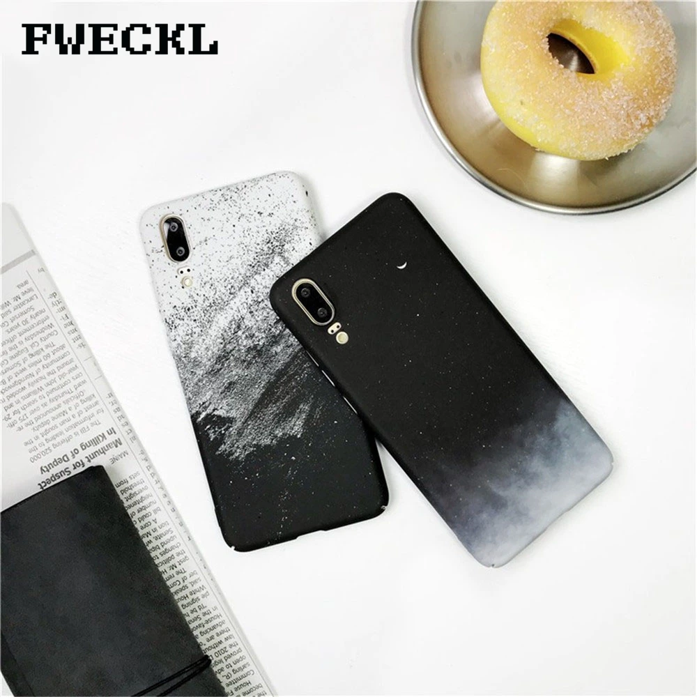 

INS Style Simple Painting Phone Case For Huawei P20 Pro P10 Plus Honor 9 10 Hard Fundas Cover For Huawei P20 Lite Mate 20 Pro