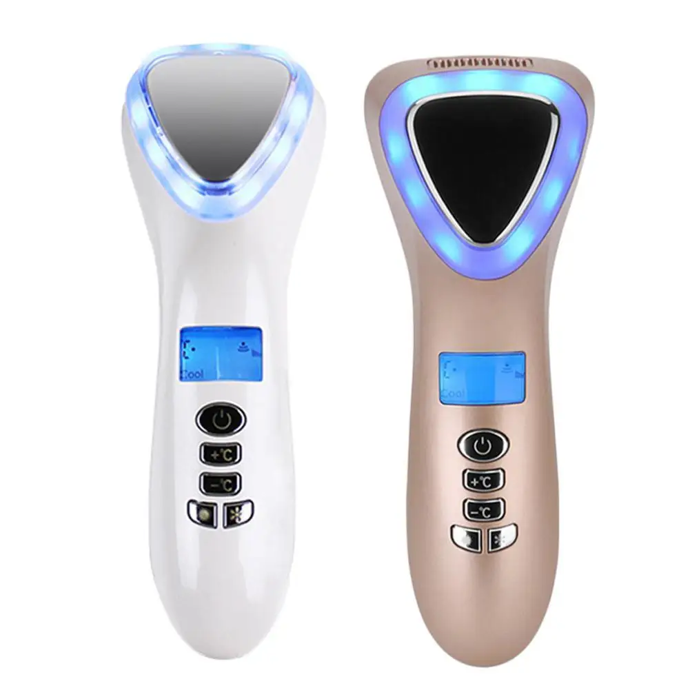 

Ultrasonic Color Light Led Cryotherapy Heat Cold Hammer Red And Blue Light Vibration Face Body Spa Massage Beauty Machine