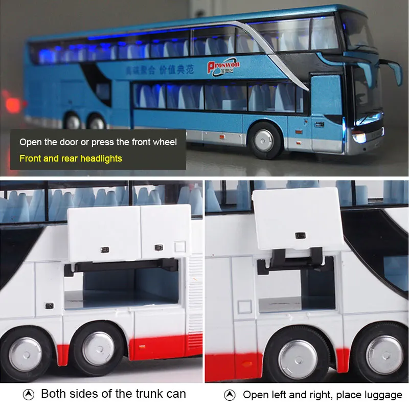 AOSST высокое качество 1:32 Сплав Вытяните назад модель автобуса высокая имитация двойной экскурсионный автобус флэш игрушка автомобиль магазин игрушек