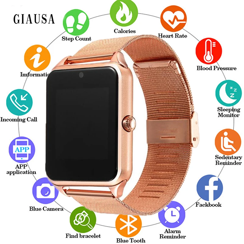 

Z60 Smart Watch GT08 Plus Metal Clock With Sim Card Slot Push Message Bluetooth Connectivity Android IOS Phone Smartwatch PK S8
