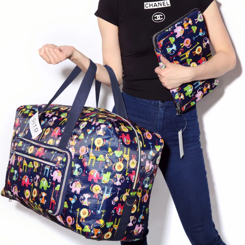 Повседневные дорожные сумки портативный складной наплечный вещевой мешок тележка сумка для багажа Sac основной Красочный Большой Емкости