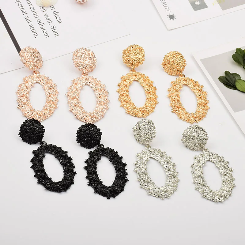 

Metal Drop Earrings Hot Style Statement Hanging Gold Earrings High Quality Pendientes Jewelry For Women Wholesale