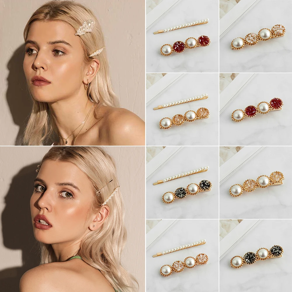 

Korea Pearl Barrettes with Bowknot for Women Ladies Elegant Jewelry Hairgrips Valentine's Day Hair Pins Hair Accessories