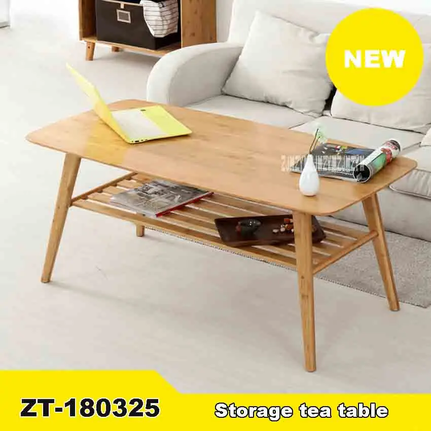 ZT-180325, Современный внутренний диван, журнальный столик, мебель для гостиной, прямоугольный бамбуковый чайный столик с полкой(120*60*40 см