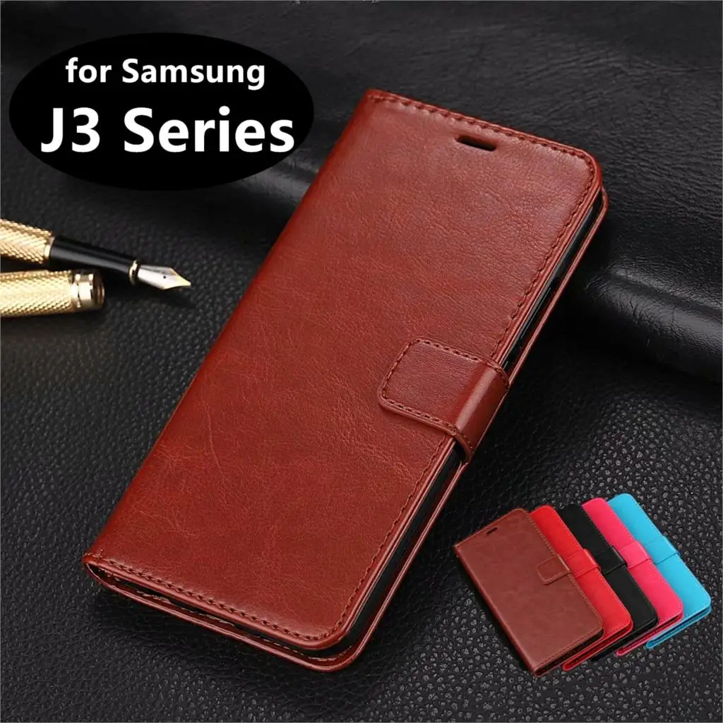 

High Quality Card Slot Phone Holder PU Leather Case for Samsung Galaxy J3 2016 J3 2017 J330F J3 2018 Flip Cover Case Phone Shell