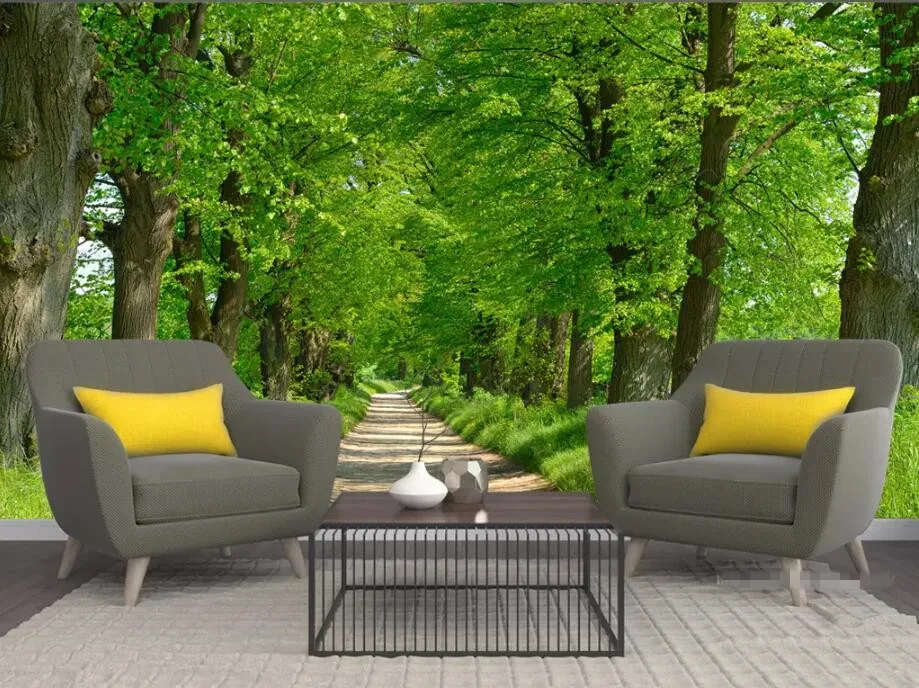 papel de parede personalizado beibehang paisagens natureza caminho de floresta moderno adesivo de parede sala de estar quarto mural papel de parede