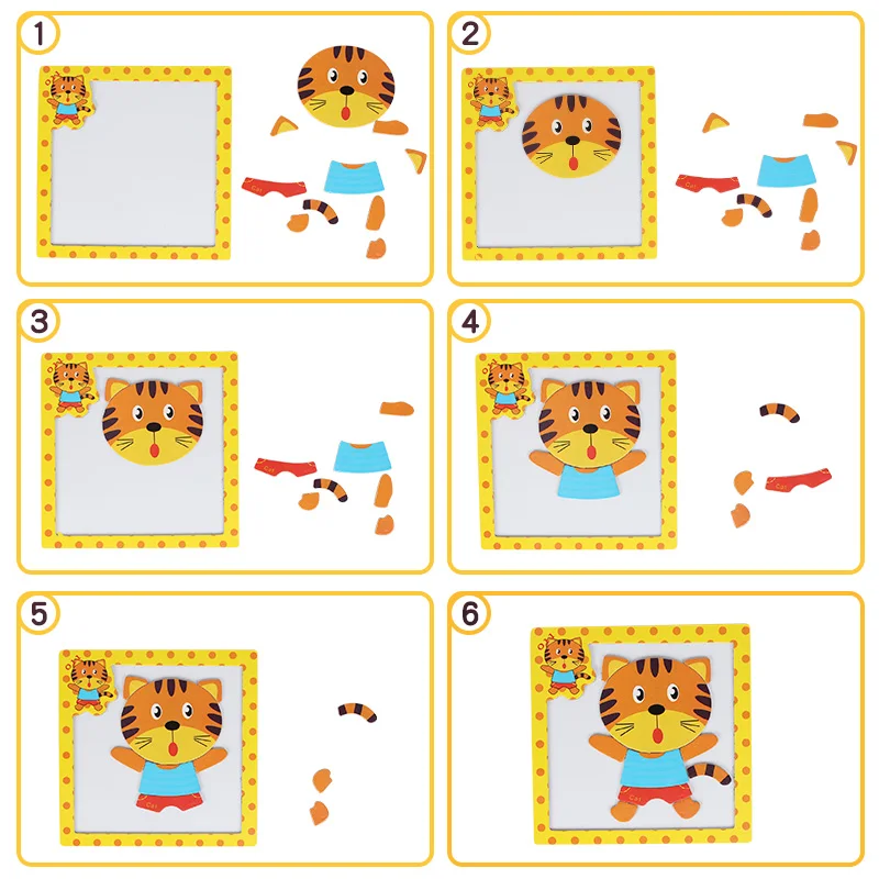 Children 3D Magnetic Puzzle Jigsaw Wooden Toys Cartoon Animals Traffic Puzzles Tangram Kids Educational Toy for Children