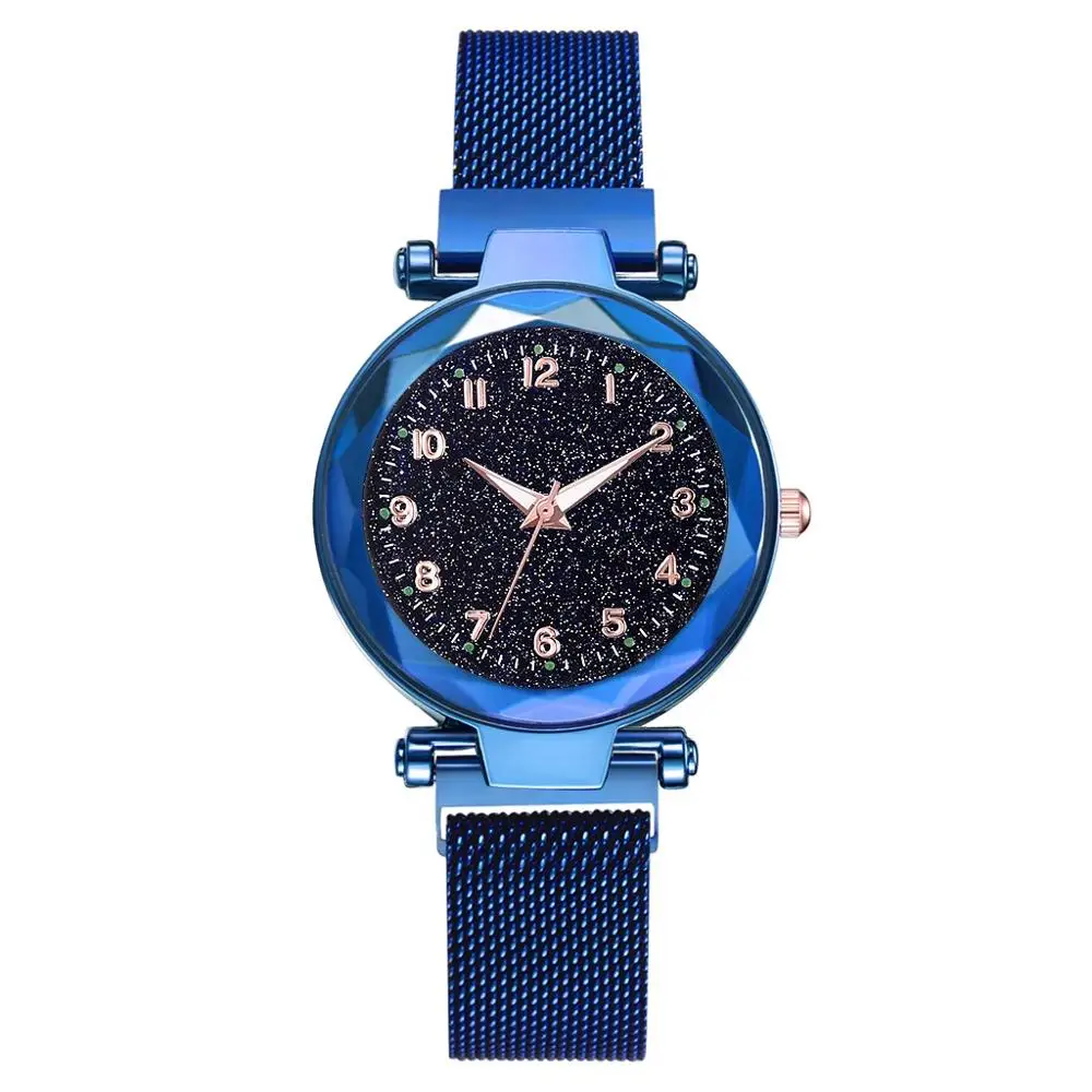 Светящиеся часы женские часы модные элегантные с магнитной пряжкой таинственные наручные часы Звездное небо часы для подруги дропшиппинг - Цвет: Синий