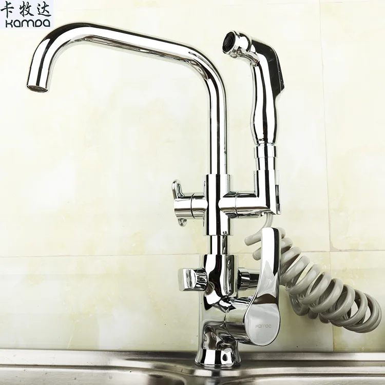 Copper Sink Basin Multi functional Kitchen Faucet with Spray Gun