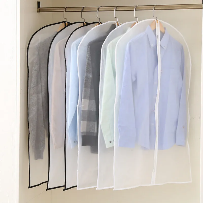 

Clothes Dust Cover Transparent with Zipper Storage Bag Hanging Garment Costume Suit Coat Protector Wardrobe Storage Waterproof