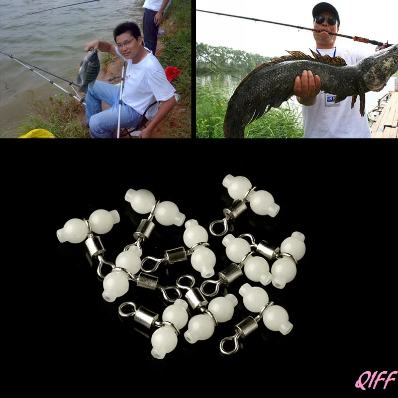 

Dropshipping 10pcs Fishing Barrel Swivel Glow Beads Solid Ring Interlock Snap Pin Connector APR28