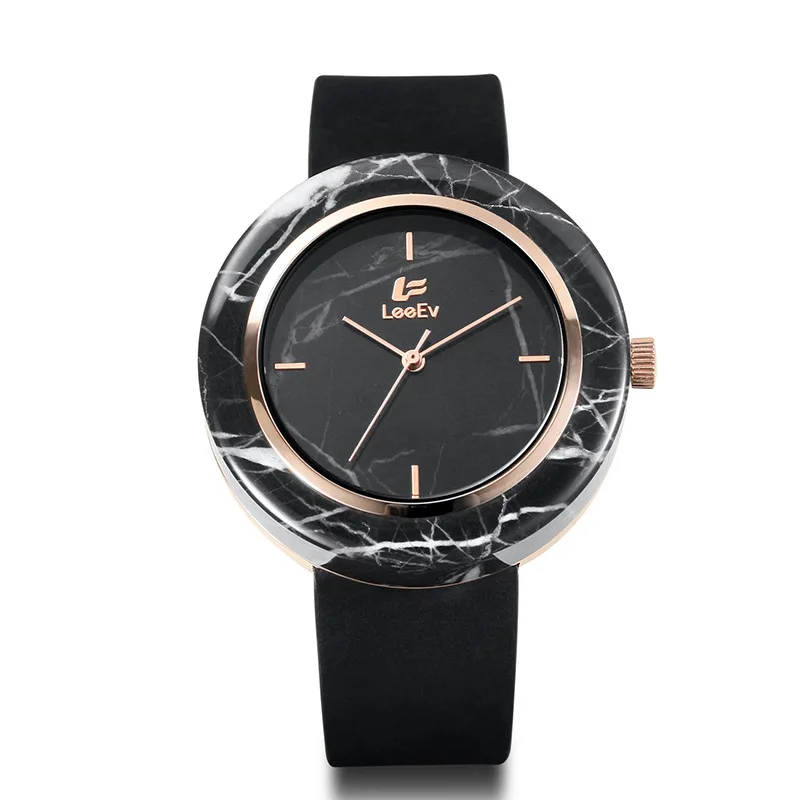 

Luxury Fashion Natural Marble Wristwatches Stone Case Decorate QUartz Movement LeeEv Brand Mens Daily Dress Bangle Watch