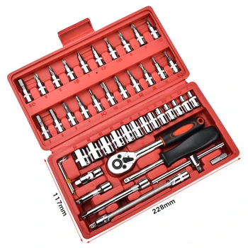 

46pcs 1/4-Inch Socket Set Car Repair Tool Ratchet Set Torque Wrench Combination Bit a Set Of Keys Chrome Vanadium