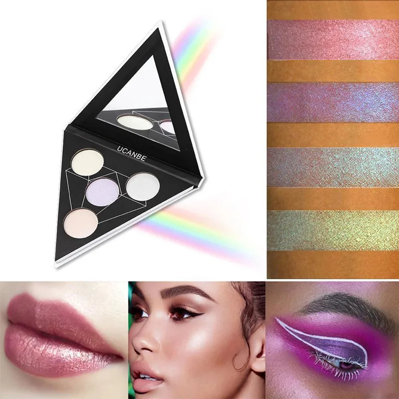 

Ucanbe 4 Color Alchemist Holographic Triangle Eyeshadow Matte Shimmer Palette Set Foundation Powder&Highlight&Concealer