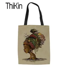 THIKIN дамская сумка через плечо, черная, художественная, африканская, для девочек, с принтом, Женская Большая вместительная сумка для покупок, для подростков, сумка для книг, женская