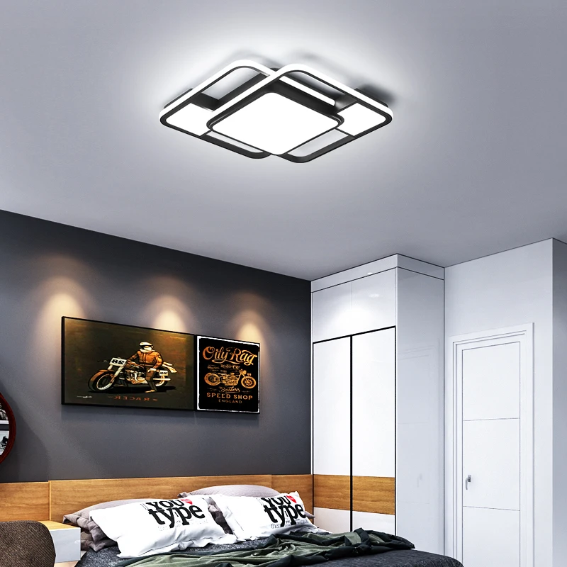  Modern LED Ceiling Lights For Living Room Bedroom Home Lighting Fixtures Black Square surface mount - 33027675982