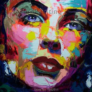 

Palette knife painting portrait Palette knife Face Oil painting Impasto figure on canvas Hand painted Francoise Nielly 14-36