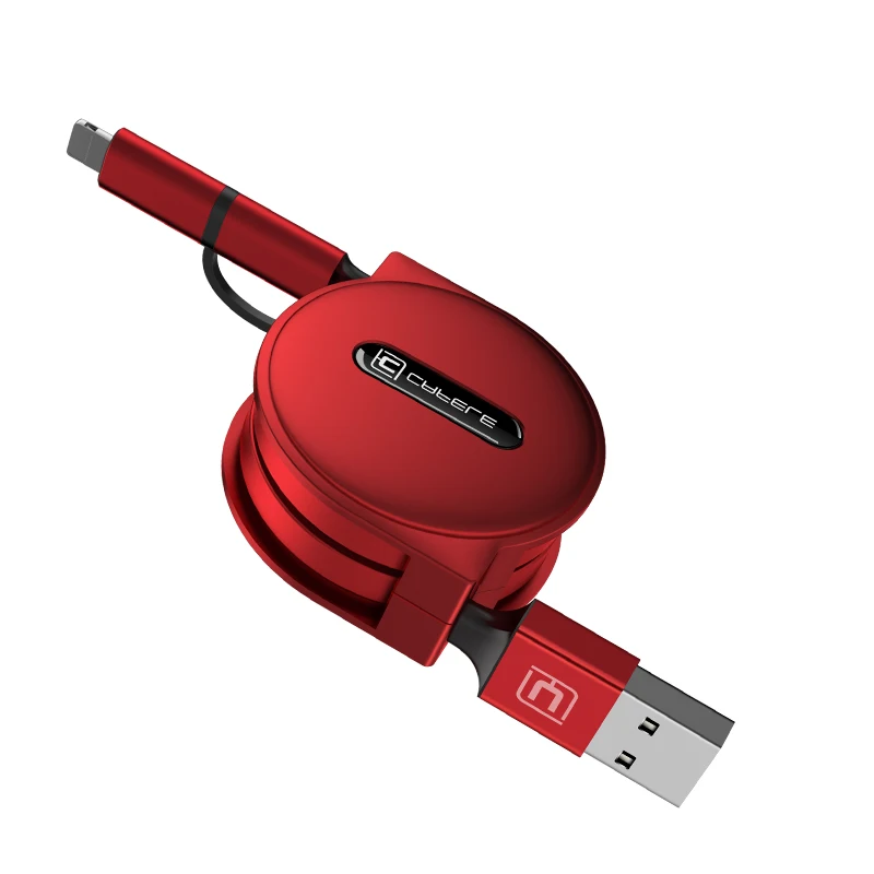 Caja protectora Cafele 2 en 1 Cable USB a Micro USB para iPhone Mini Cable USB retráctil Cable de carga portátil Cable para iPhone 8 7 6 5 Xiaomi Redmi 4X