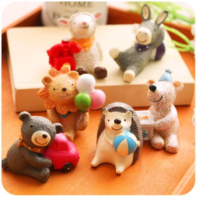 

5pcs/lot Home Decoration Cute Miniature Animal Figurines Small Office Desktop Decorative Resin Crafts