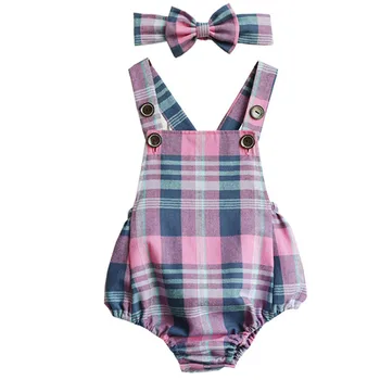 

Infant Baby Rompers Cute Fashion Plaid Cotton Jumpsuit Newborn Baby Girl Knitted Rompers Baby Girl Clothes D1272