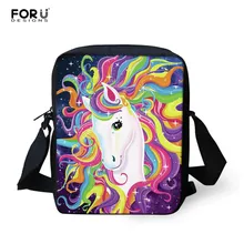 FORUDESIGNS/милые мини-сумки через плечо для девочек с мультяшным единорогом, женские маленькие сумки-мессенджеры на заказ, ваше имя, мини-сумка на плечо