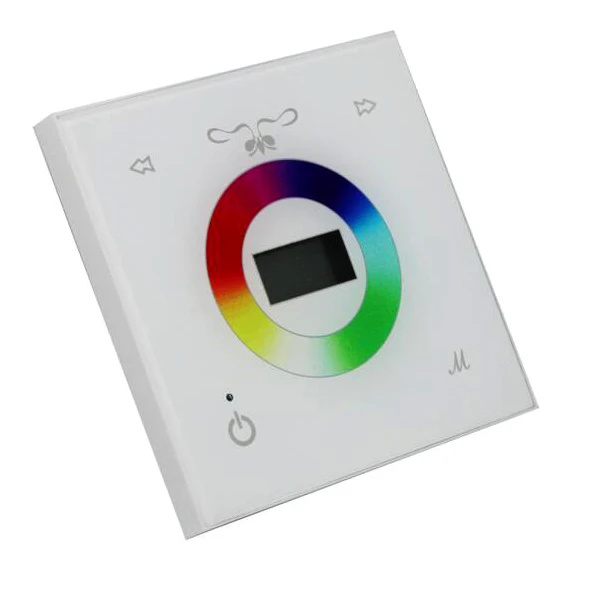

RGBW Touch Panel LED Controller with display,RGB+W LED Dimmer,5A each Channel,DC12-24V input,Output power:12V<240W,24V<480W