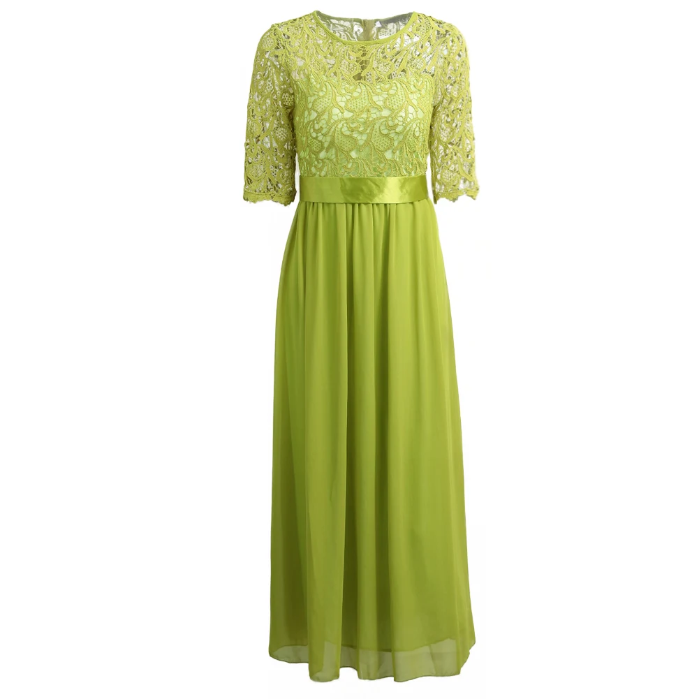 Anself кружевное Макси-платье женское с коротким рукавом тонкое длинное шифоновое платье для женщин элегантное 5XL размера плюс вечерние платья vestido de festa