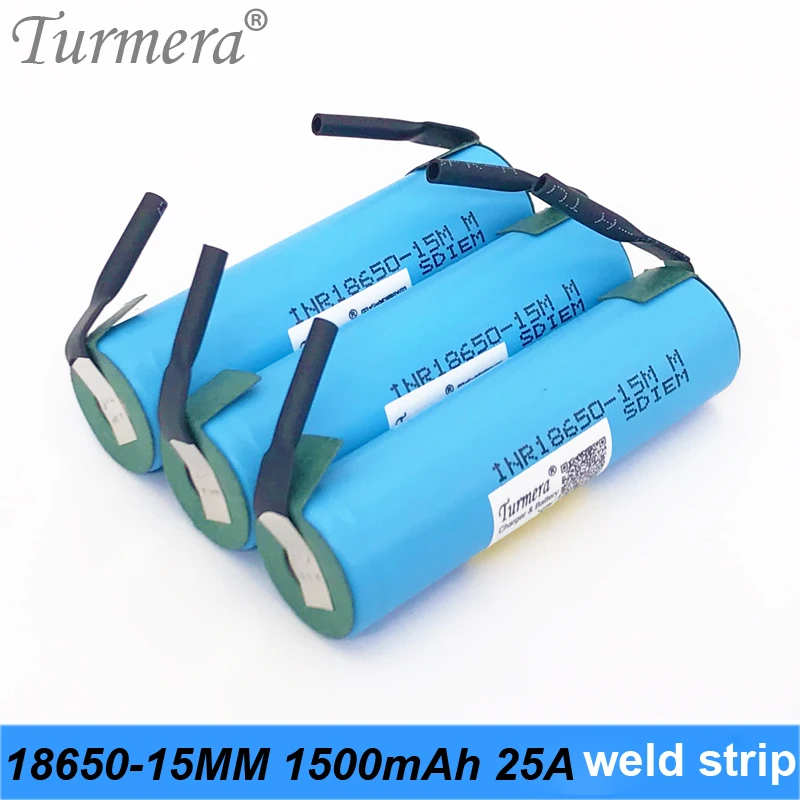 Turmera, аккумулятор 18650, 15 м, inr18650-15MM, 1500 мА/ч, 25А, с никелевым аккумулятором для отвертки и шуриком AP21