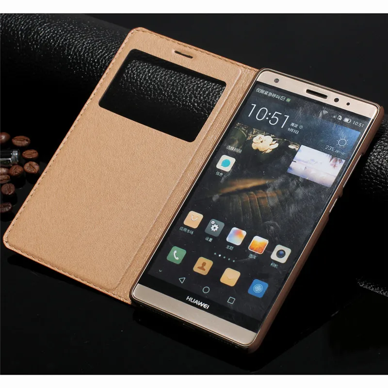 

CYBORIS Cases Genuine Leather case for Huawei MATE S / honor 8 Sleep Wake Function Smart View Window Flip Cover for MATE S case