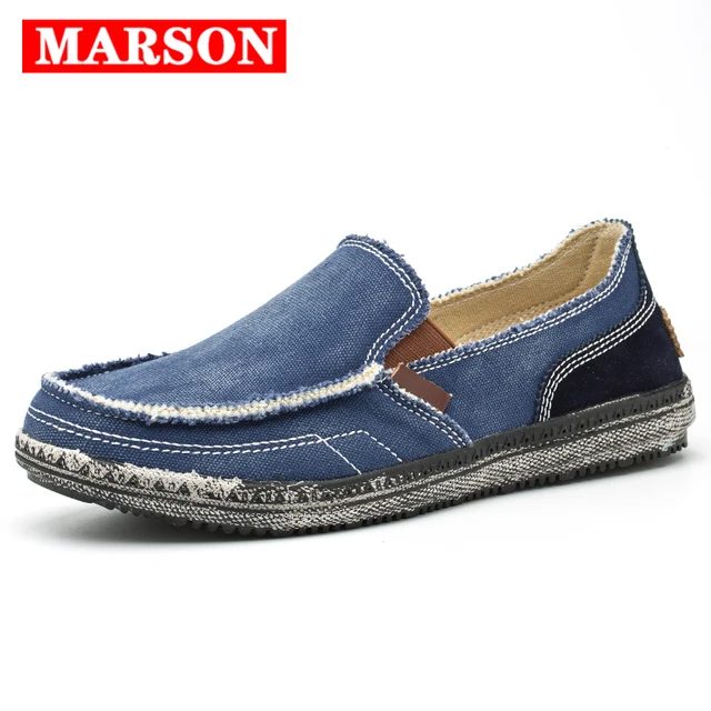 US $12.50 MARSON Men Classic Canvas Shoes Casual Sneakers Men's Lazy Shoes Moccasin Men Slip On Loafer Washed