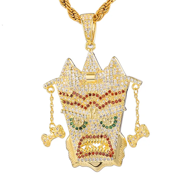 D&Z хип-хоп популярное кубическое циркониевое UKA ожерелье с подвеской-маской для Мужчин, Ювелирные изделия в стиле рок-н-ролл - Окраска металла: only pendant